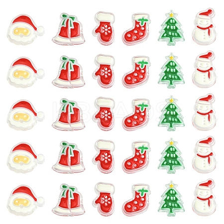 24Pcs 6 Styles Christmas Decorations Theme Opaque Acrylic Bead OACR-YW0004-09-1