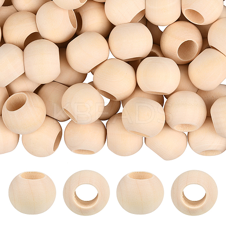 Natural Unfinished Wood Beads WOOD-PA0001-16B-1