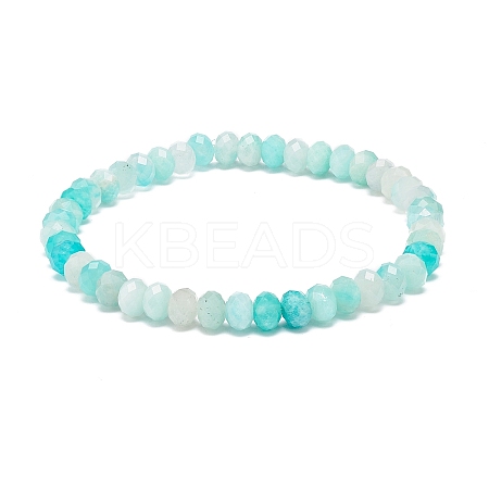 Natural Amazonite Rondelle Beaded Stretch Bracelets for Women BJEW-JB08956-03-1
