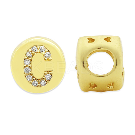 Brass Micro Pave Clear Cubic Zirconia Beads KK-T030-LA843-CX3-1