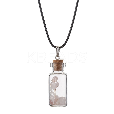 Glass Wish Bottle Pendant Necklace NJEW-JN04609-02-1