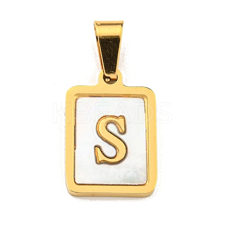 PVD Vacuum Plating 304 Stainless Steel Pave Natural White Shell Pendants STAS-S130-03G-S-1