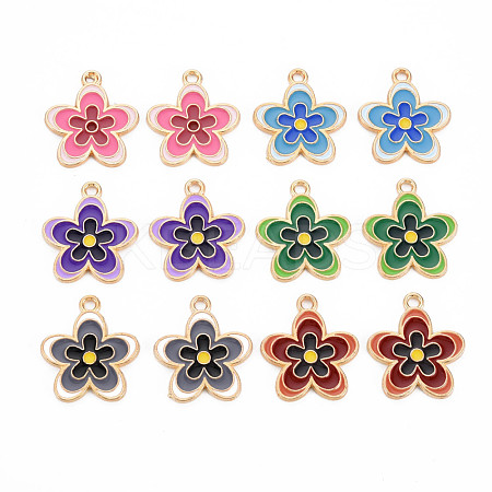 Light Gold Alloy Enamel Pendants ENAM-S126-132-1