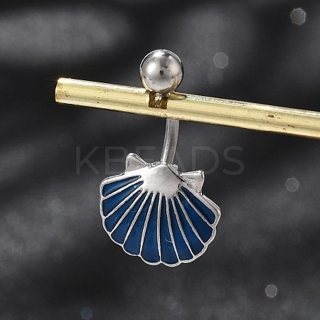 Alloy Enamel Shell Shaped Curved Barbell Belly Rings LS-AJEW-R007-02P-1