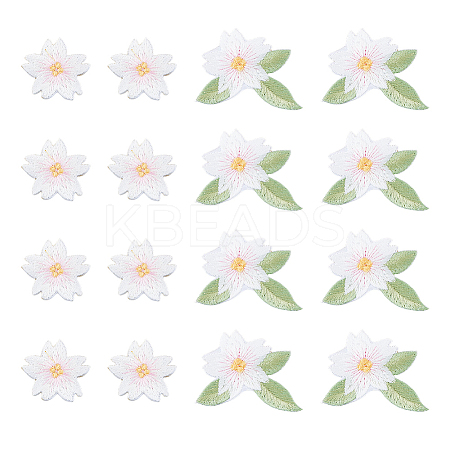 20Pcs 2 Styles Flower Embroidery Cloth Sew on Appliques PATC-FH0001-20-1