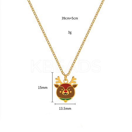 Christmas 304 Stainless Steel Enamel Pendant Necklaces FS-WGDAA96-03-1