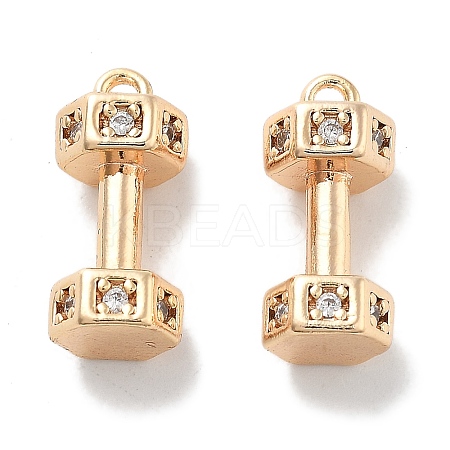 Brass Micro Pave Clear Cubic Zirconia Pendants KK-M102-46G-1
