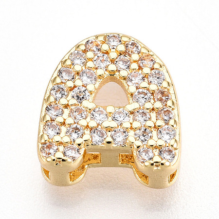 Brass Micro Pave Cubic Zirconia Charms KK-N254-217G-A-1