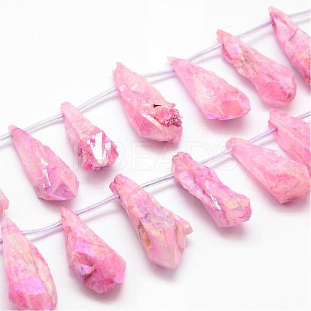 Electroplated Natural Quartz Crystal Beads Strands G-G890-A-06-1