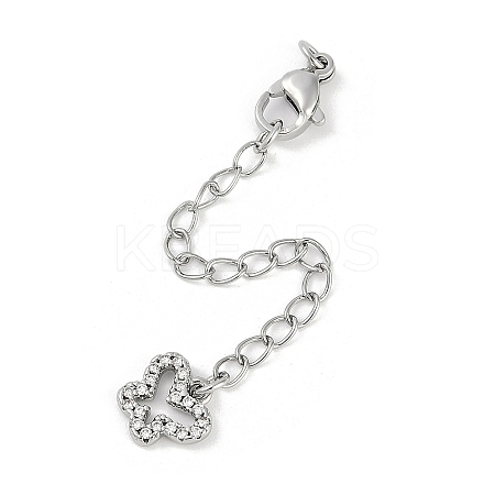 Brass Micro Pave Cubic Zirconia Ends with Chains KK-U043-01P-1