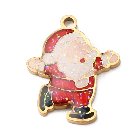 Christmas 304 Stainless Steel Enamel Pendants LS-STAS-B112-02G-07-1