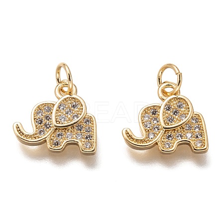Brass Micro Pave Clear Cubic Zirconia Charms ZIRC-C020-35G-1