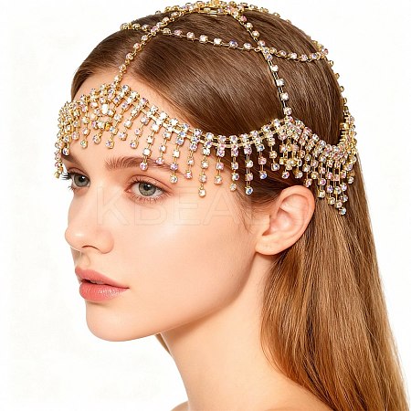 Alloy Rhinestone Mesh Headbands OHAR-WH20007-05G-01-1
