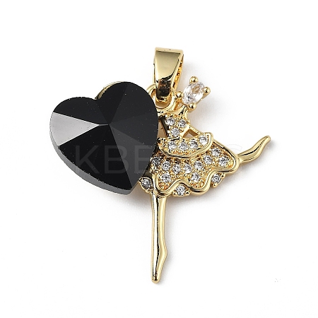 Real 18K Gold Plated Rack Plating Brass Micro Pave Clear Cubic Zirconia Pendants KK-C015-15G-03-1