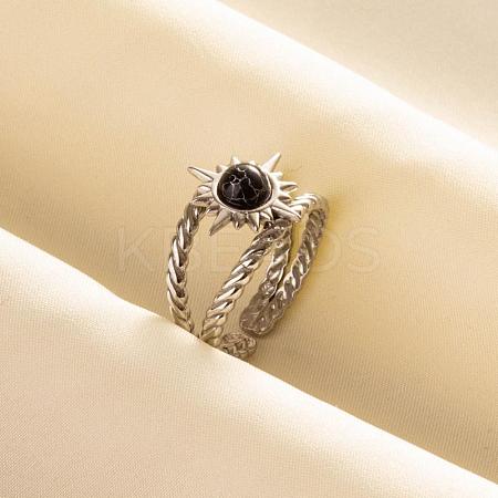 304 Stainless Steel Sun Cuff Rings DM8672-1-1