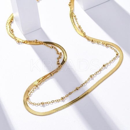 304 Stainless Steel Double Layered Necklaces NJEW-U028-01G-1