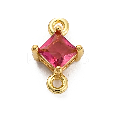 Brass Cubic Zirconia Rhombus Connector Charms LS-KK-F894-12G-03-1