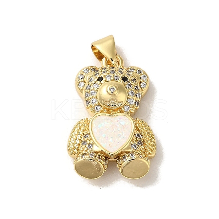 Rack Plating Brass Micro Pave Clear Cubic Zirconia Pendants KK-P268-05B-G01-1
