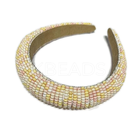 Fashiona Glass Seed Beads Hair Bands PW-WGC41EC-04-1