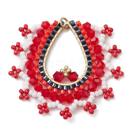 Glass Seed Beads Big Pendants PALLOY-MZ00410-01-1
