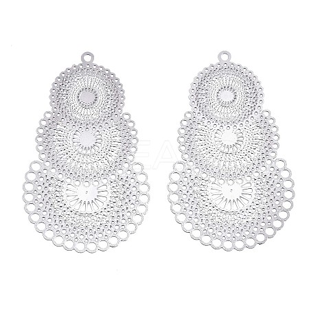 Tarnish Resistant 304 Stainless Steel Filigree Pendants LS-X-STAS-R102-10P-1