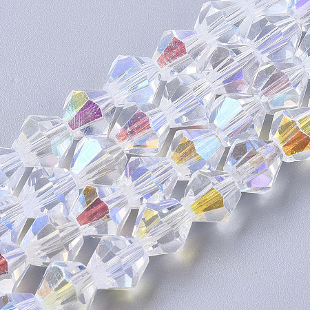 Electroplate Glass Beads Strands X-EGLA-Q118-8mm-C17-1