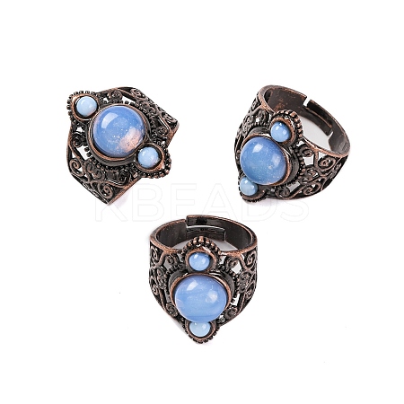 Opalite Retro Finger Rings RJEW-B067-01R-12-1
