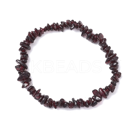 Natural Garnet Chip Beaded Stretch Bracelets for Women Men BJEW-JB10647-04-1