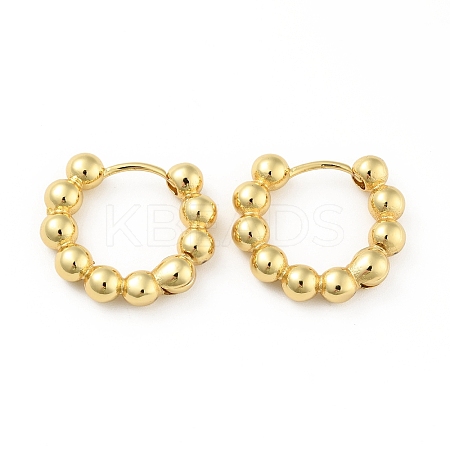 Brass Ball Beaded Hoop Earrings for Women EJEW-B013-05-1