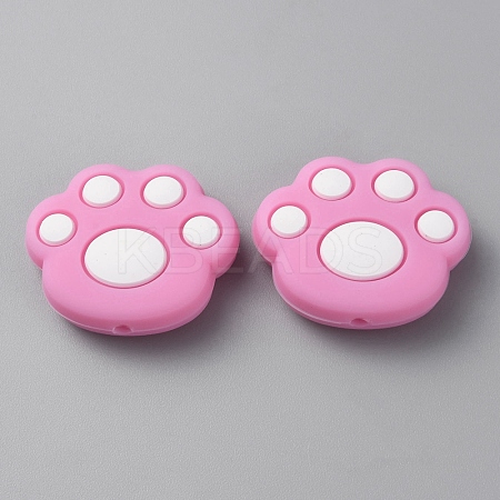 Paw Print Food Grade Eco-Friendly Silicone Focal Beads LS-SIL-SZC0003-06J-1