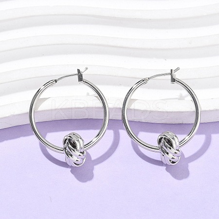 Brass Twist Hoop Earrings for Women EJEW-L297-01A-P-1