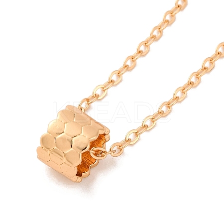 Brass Cable Chain Honeycomb Column Link Necklaces for Women NJEW-U006-01KCG-1