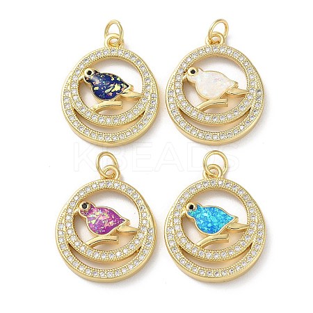 Brass Micro Pave Clear Cubic Zirconia Pendants KK-C045-43G-1
