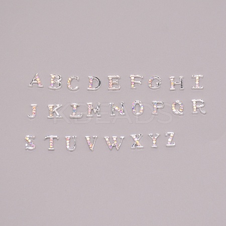 Letter A~Z Alloy Rhinestone Cabochons MRMJ-WH0072-92A-1
