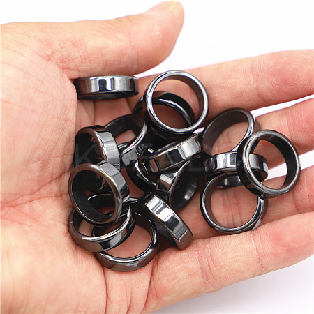 Non-Magnetic Synthetic Hematite Plain Band Ring FIND-PW0021-11A-1