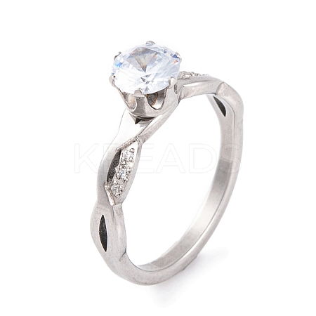 304 Stainless Steel Diamond Finger Ring for Women RJEW-C086-22-P-1