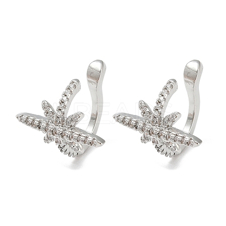 Rack Plating Brass Micro Pave Cubic Zirconia Cuff Earring EJEW-C086-13P-1