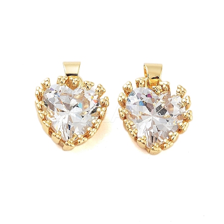 Rack Plating Brass Clear Cubic Zirconia Pendants KK-S379-05G-1
