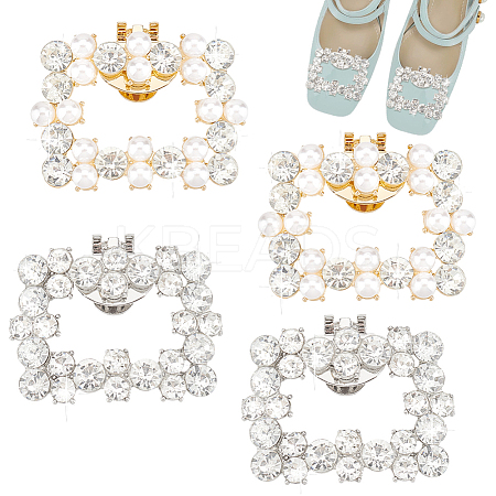 4Pcs 2 Style Plastic Imitation Pearl Shoe Decoration AJEW-PH0011-47-1