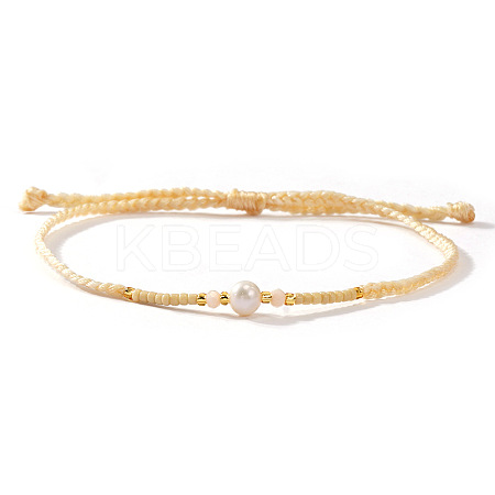 Bohemian Style Imitation Pearl & Glass Seed Bead Braided Bracelets XS0693-4-1