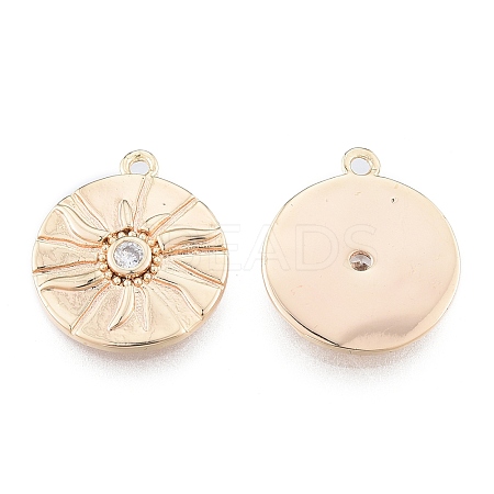Brass Micro Pave Clear Cubic Zirconia Pendants KK-N216-557LG-1
