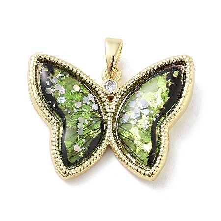 Brass Micro Pave Cubic Zirconia Pendants KK-F877-09G-1