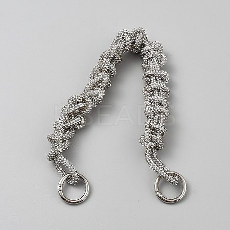 Braided Crystal Rhinestone Cotton Cord Bag Handles FIND-WH0400-32-1