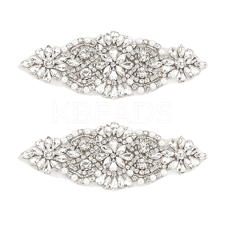2Pcs Alloy with Rhinestone Sewing Decorate DIY-FH0006-82S-1