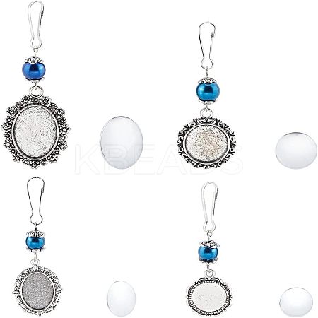 4 Sets 4 Style Glass Pearl Beads & Cabochons Keychain HJEW-FH0001-20-1