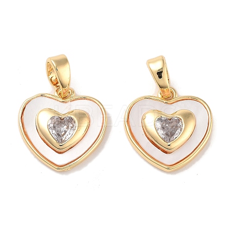 Brass Micro Pave Clear Cubic Zirconia Pendants KK-B102-23G-1