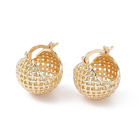Brass Woven Basket Shape Hoop Earrings for Women LS-EJEW-E165-01KCG-1