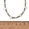 Ocean Faceted Round Natural Gold Pyrite & Synthetic Turquoise Starfish Beaded Necklaces NJEW-JN06308-3
