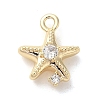 Marine Animal Theme Golden Brass Micro Pave Clear Cubic Zirconia Pendants KK-U031-01G-06-1