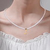 Imitation Pearl with Stainless Steel Pendants Necklaces NJEW-LP0001-51J-G-4